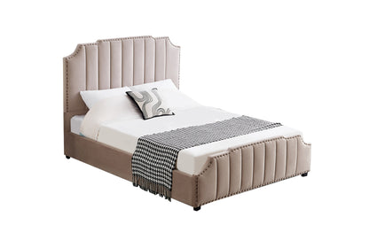 Santosa Champagne Velvet Bed - Queen-Furniture &gt; Bedroom &gt; Beds &amp; Bed Frames-PEROZ Accessories