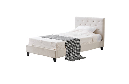 Winston Beige Velvet Tufted Bed - King Single-Furniture &gt; Bedroom &gt; Beds &amp; Bed Frames-PEROZ Accessories
