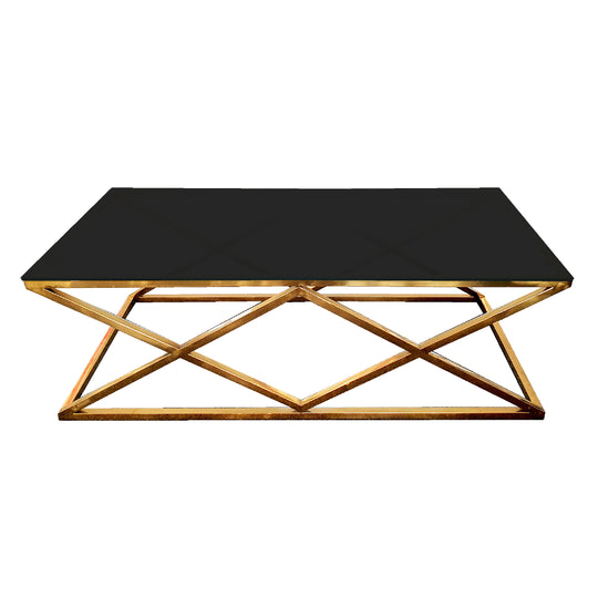 Alsea Coffee Table Gold Base - Black Glass-Furniture > Living Room > Coffee Tables-PEROZ Accessories