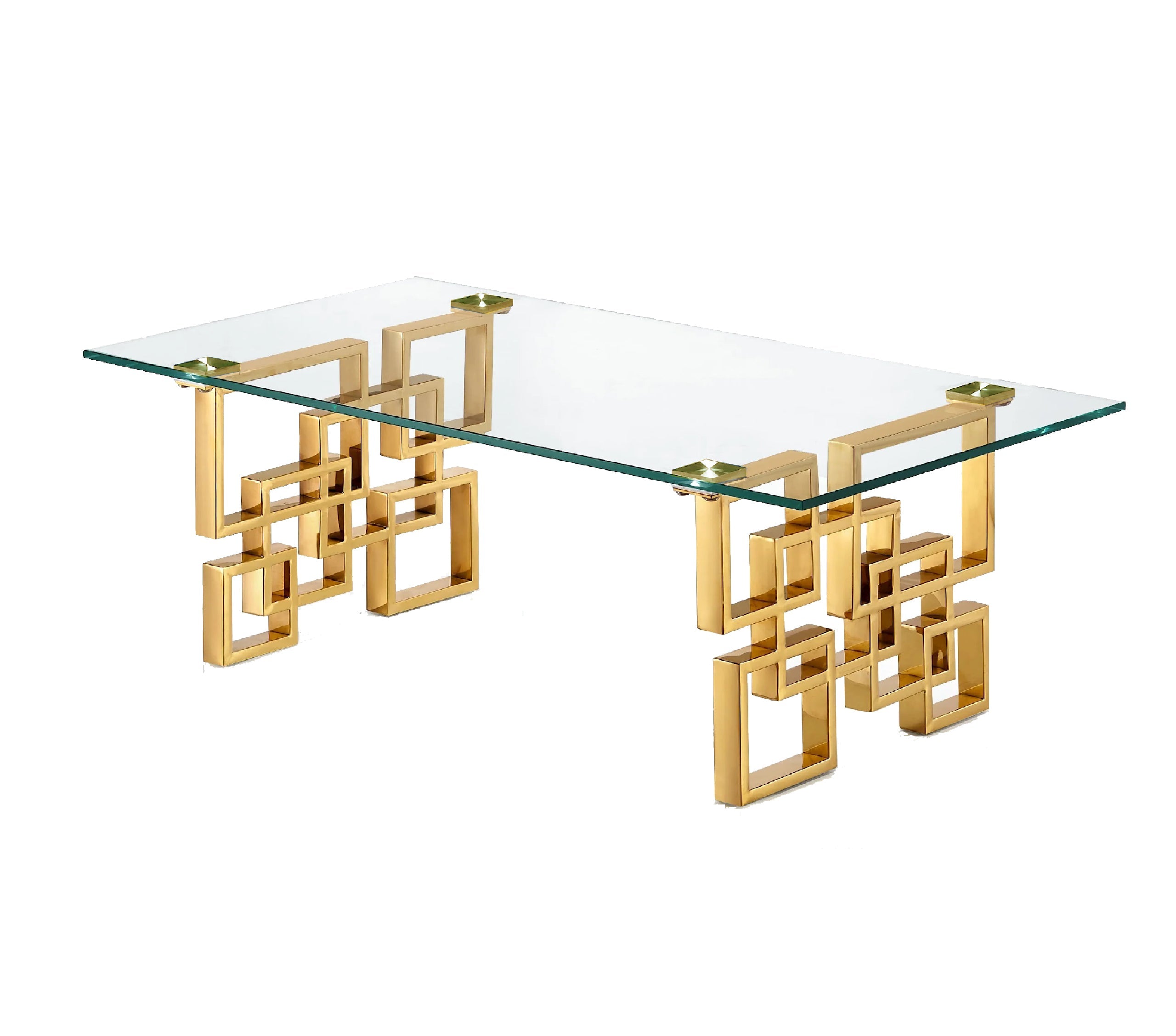 Royale Gold Coffee Table - Clear Glass-Furniture > Living Room > Coffee Tables-PEROZ Accessories