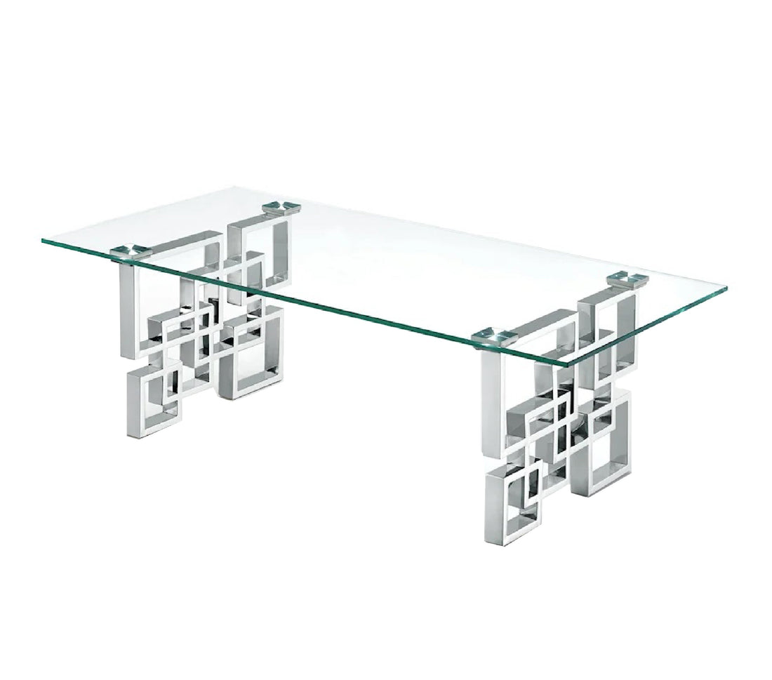 Royale Silver Coffee Table - Clear Glass-Furniture > Living Room > Coffee Tables-PEROZ Accessories