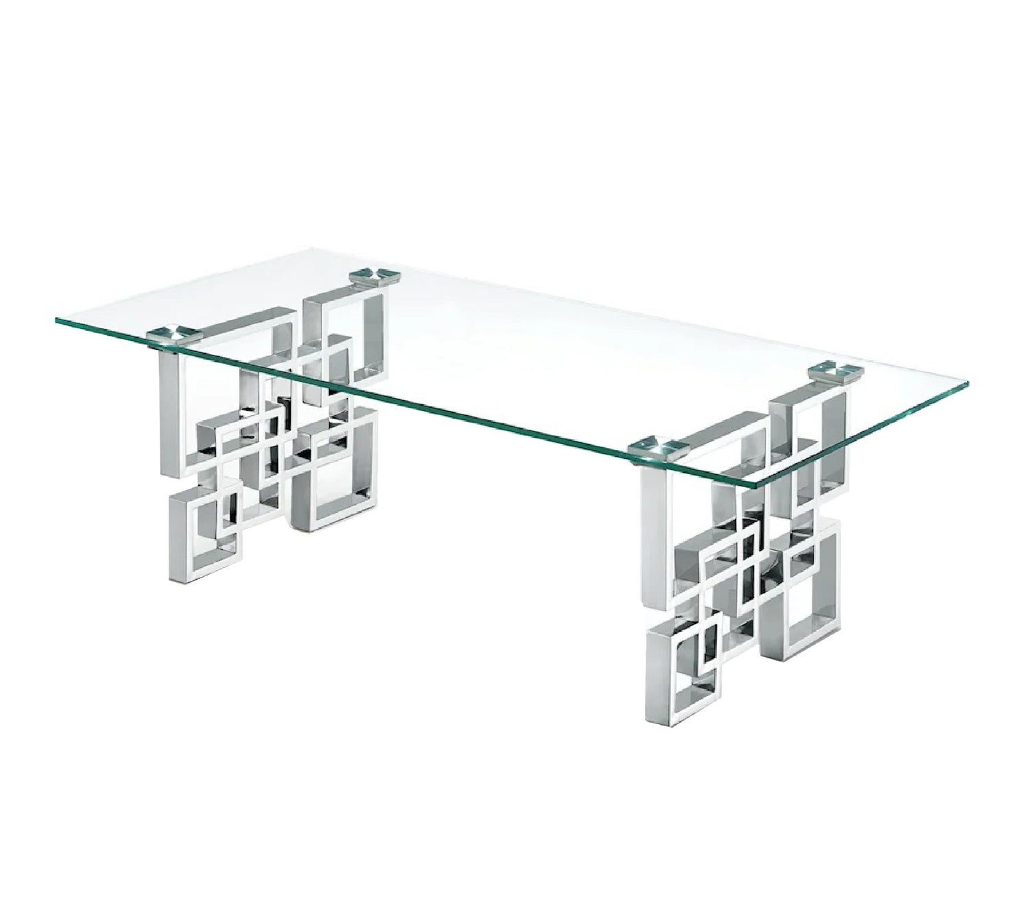 Royale Silver Coffee Table - Clear Glass-Furniture > Living Room > Coffee Tables-PEROZ Accessories