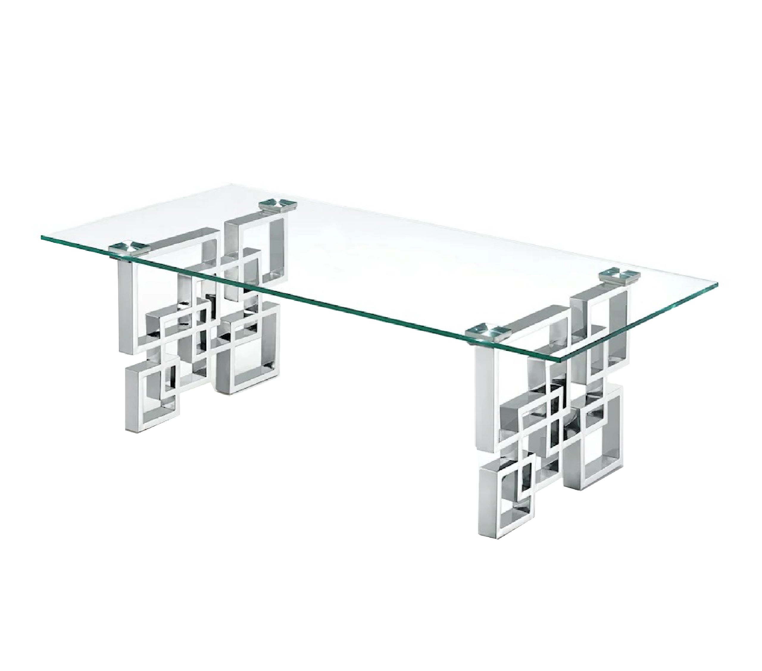 Royale Silver Coffee Table - Clear Glass-Furniture > Living Room > Coffee Tables-PEROZ Accessories
