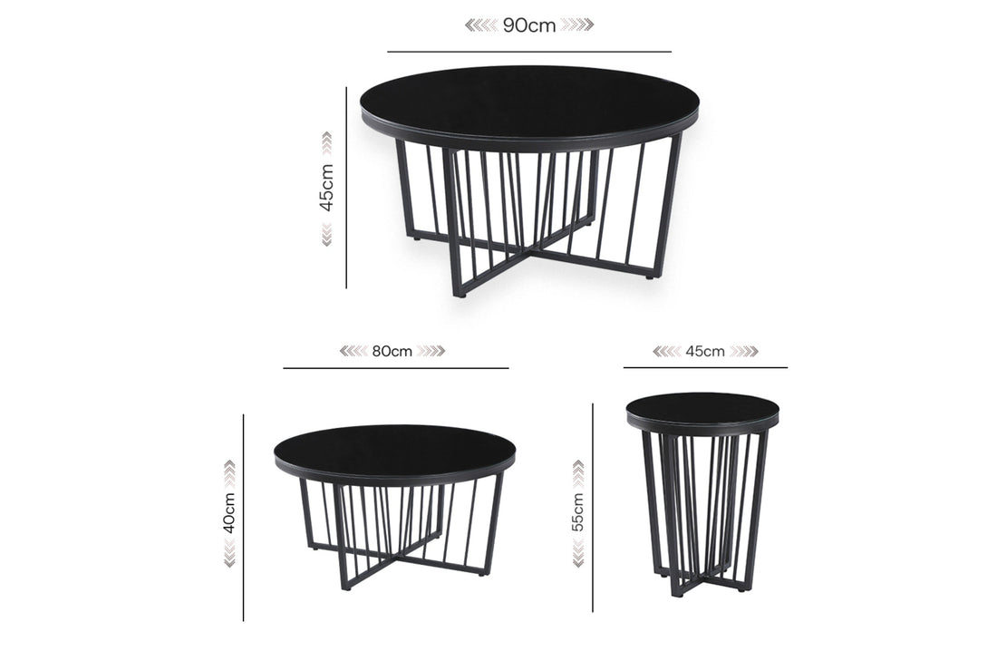 Salina Coffee Table 90cm Black Base - Clear Glass-Furniture &gt; Living Room-PEROZ Accessories