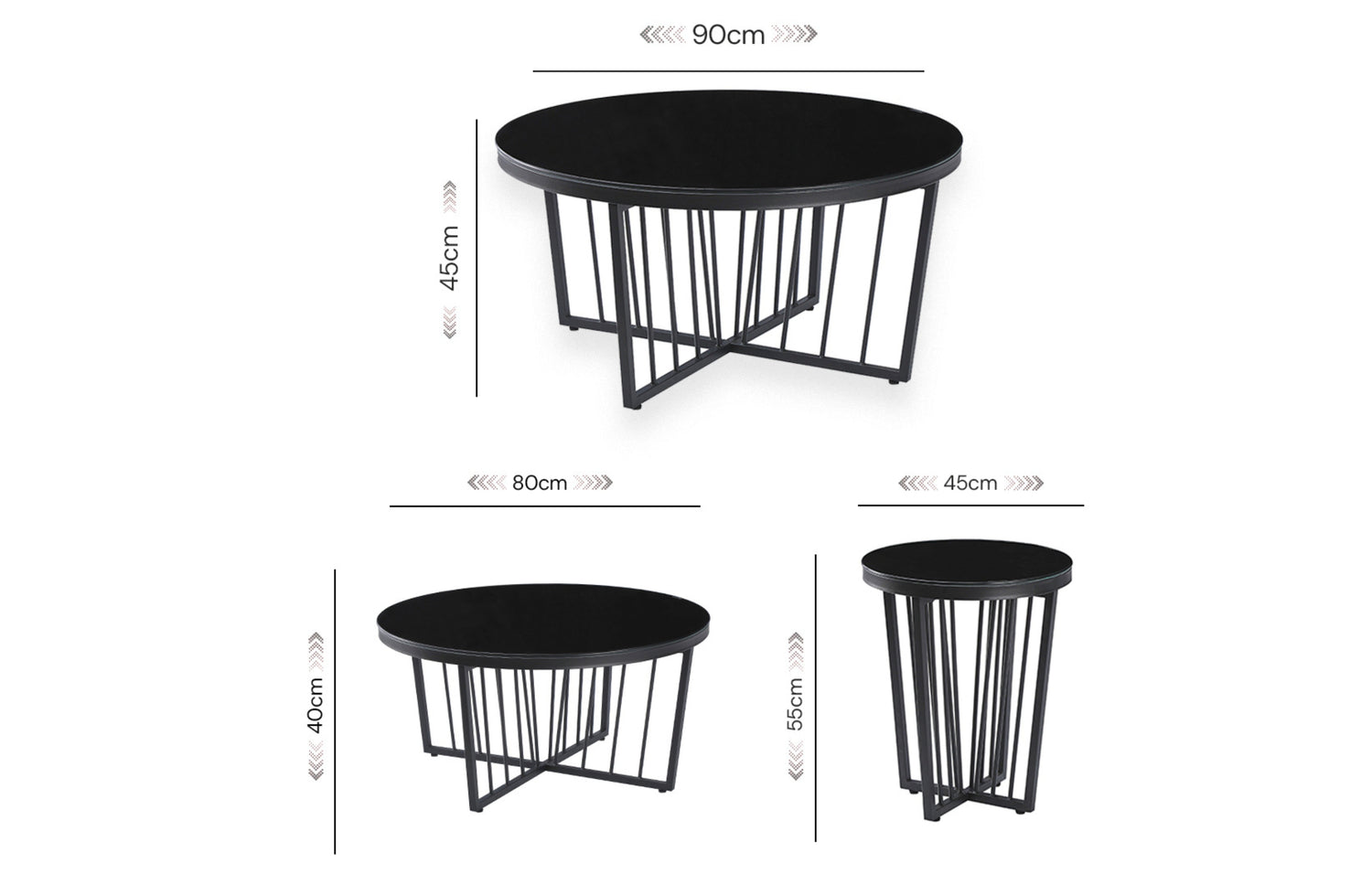 Salina Coffee Table 90cm Black Base - Clear Glass-Furniture &gt; Living Room-PEROZ Accessories
