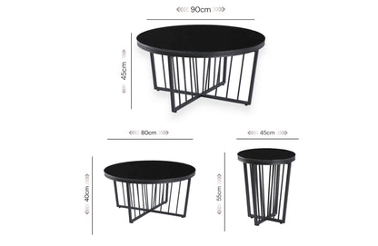 Salina Coffee Table 90cm Black Base - Clear Glass-Furniture &gt; Living Room-PEROZ Accessories