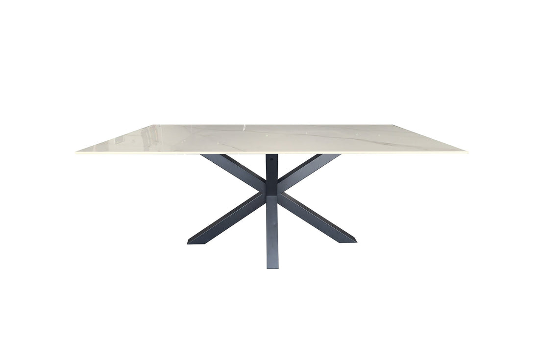 Miles Black With White Marble Dining Table - 90cm x 180cm-Furniture > Dining > Dining Tables-PEROZ Accessories