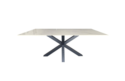 Miles Black With White Marble Dining Table - 90cm x 180cm-Furniture > Dining > Dining Tables-PEROZ Accessories