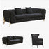 Grand Tufted Lounge - Black Velvet - Silver Legs-Furniture > Sofas-PEROZ Accessories