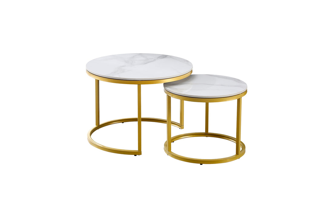 Nesting style Coffee Table - White on Champagne Gold - 60cm/45cm-Furniture > Living Room > Coffee Tables-PEROZ Accessories