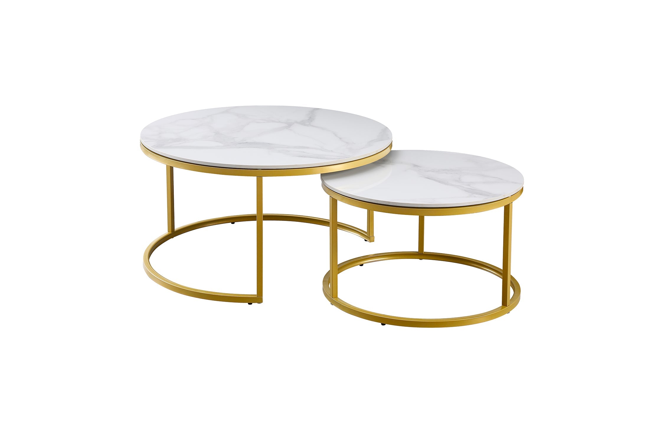 Nesting Style Coffee Table - White on Champagne Gold - 80cm/60cm-Furniture > Living Room > Coffee Tables-PEROZ Accessories