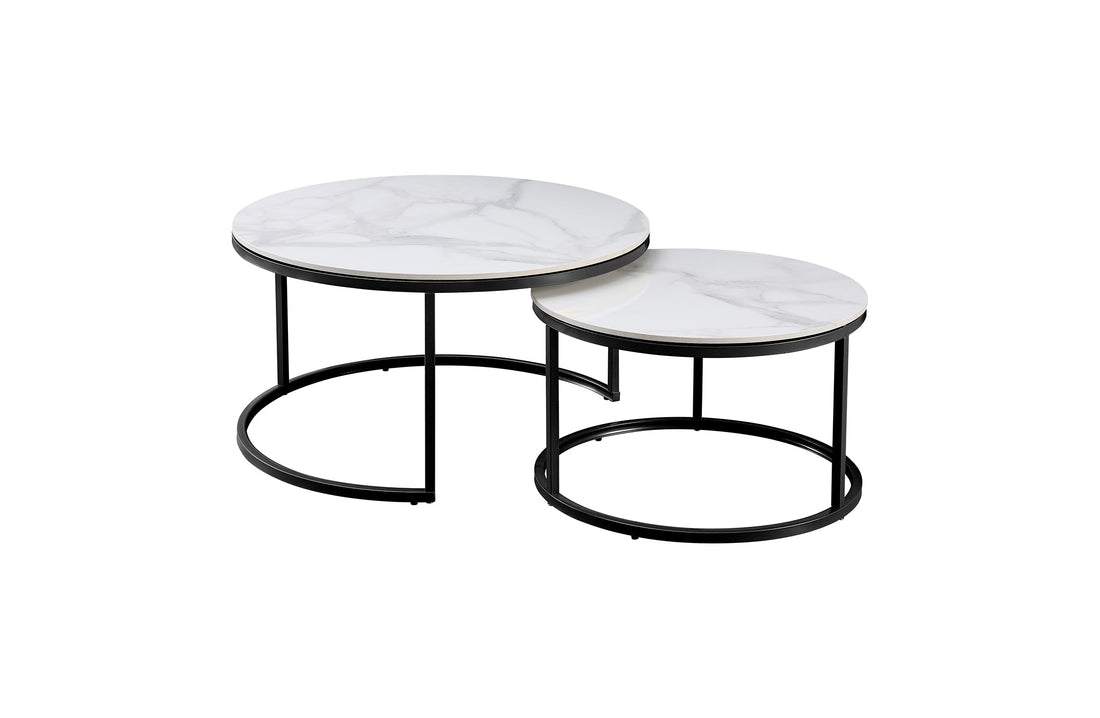 Nesting Style Coffee Table - White on Black - 80cm/60cm-Furniture &gt; Living Room-PEROZ Accessories