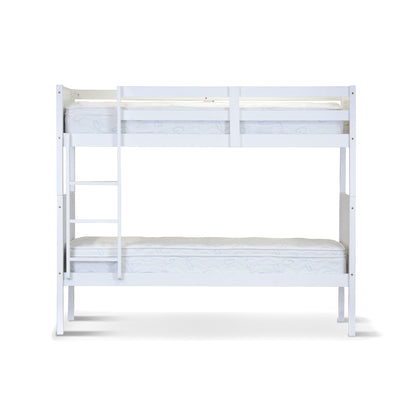 Zinnia Single Bunk Bed Frame Solid Rubber Timber Wood Loft Furniture - White-Furniture &gt; Bedroom &gt; Beds &amp; Bed Frames-PEROZ Accessories