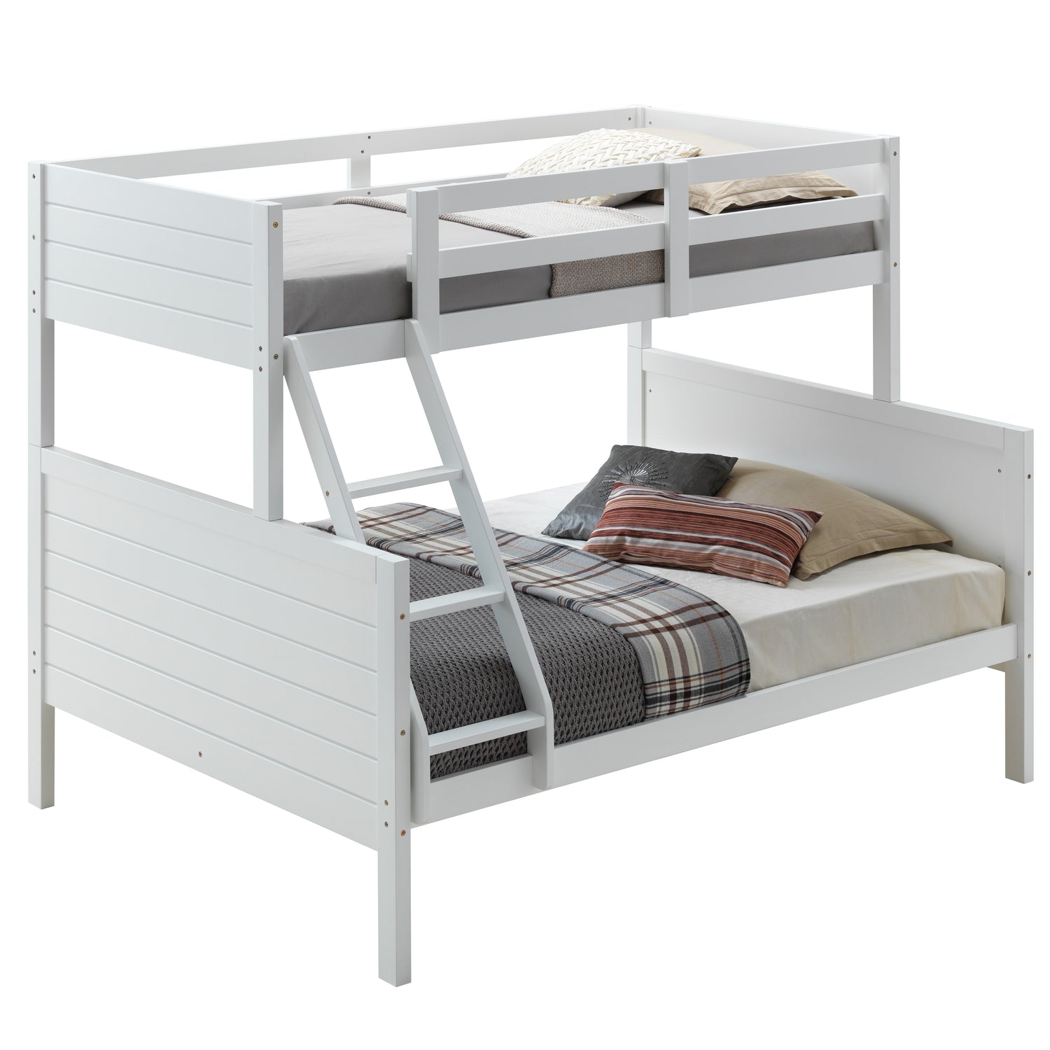 Zinnia Single Double Bunk Bed Frame Rubber Timber Wood Loft Furniture - White-Furniture &gt; Bedroom &gt; Beds &amp; Bed Frames-PEROZ Accessories