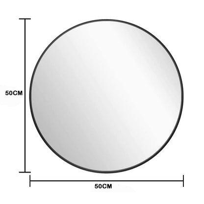 Slim Design 50CM Black Bathroom, Living Room, Hallway Mirror Round Mirror Wall Decor Metal Frame-Home &amp; Garden &gt; Decor &gt; Mirrors-PEROZ Accessories