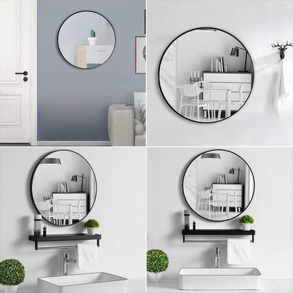 Slim Design 50CM Black Bathroom, Living Room, Hallway Mirror Round Mirror Wall Decor Metal Frame-Home &amp; Garden &gt; Decor &gt; Mirrors-PEROZ Accessories