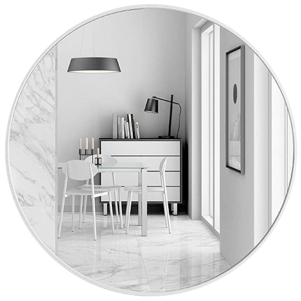 Slim Design 50CM White Bathroom, Living Room, Hallway Mirror Round Mirror Wall Decor Metal Frame-Home &amp; Garden &gt; Decor &gt; Mirrors-PEROZ Accessories