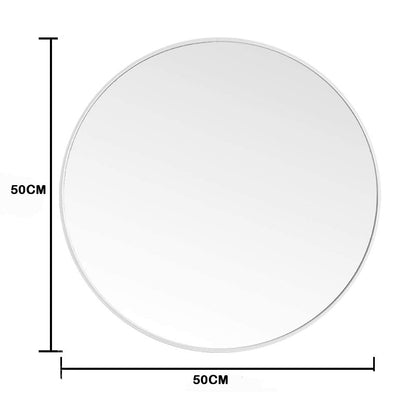 Slim Design 50CM White Bathroom, Living Room, Hallway Mirror Round Mirror Wall Decor Metal Frame-Home &amp; Garden &gt; Decor &gt; Mirrors-PEROZ Accessories