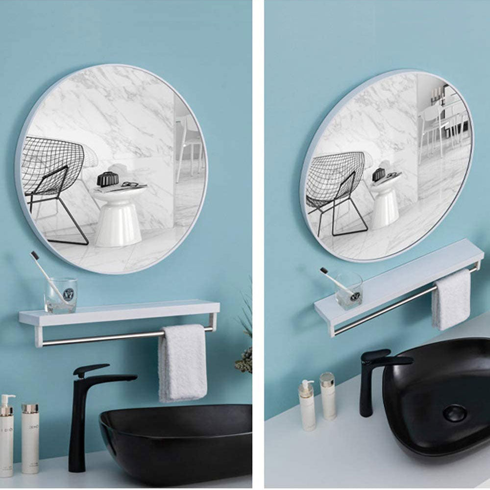 Slim Design 50CM White Bathroom, Living Room, Hallway Mirror Round Mirror Wall Decor Metal Frame-Home &amp; Garden &gt; Decor &gt; Mirrors-PEROZ Accessories