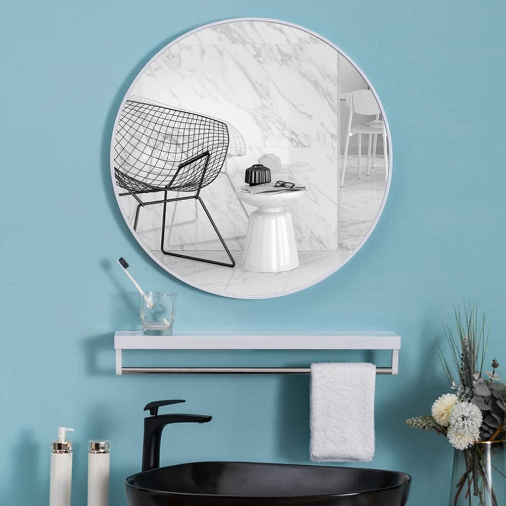 Slim Design 50CM White Bathroom, Living Room, Hallway Mirror Round Mirror Wall Decor Metal Frame-Home &amp; Garden &gt; Decor &gt; Mirrors-PEROZ Accessories