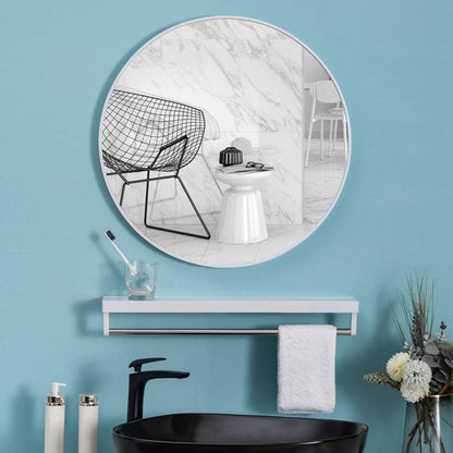 Slim Design 50CM White Bathroom, Living Room, Hallway Mirror Round Mirror Wall Decor Metal Frame-Home &amp; Garden &gt; Decor &gt; Mirrors-PEROZ Accessories