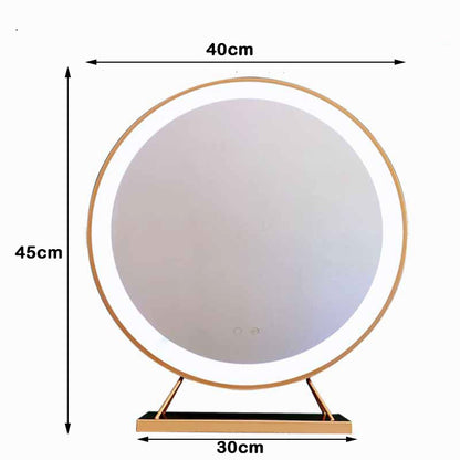 Touch Screen Table Desktop LED Light Vanity Mirror Makeup Mirror Round Mirror 40cm-Home &amp; Garden &gt; Decor &gt; Mirrors-PEROZ Accessories