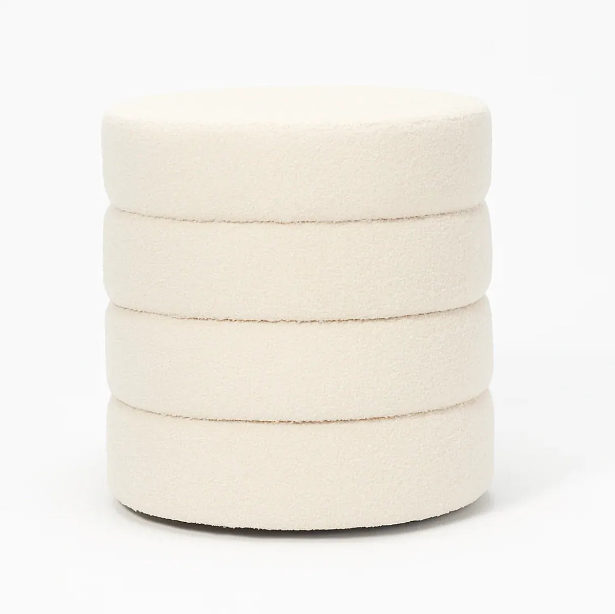 Interior Ave - Cleo White Boucle Ottoman-Furniture > Living Room > Ottomans &amp; Footstools-PEROZ Accessories