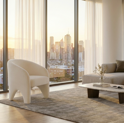 Interior Ave - Nova Sculptural Accent Chair – White Chenille