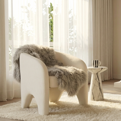 Interior Ave - Nova Sculptural Accent Chair – White Chenille