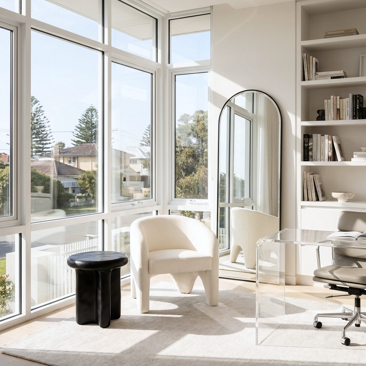 Interior Ave - Nova Sculptural Accent Chair – White Chenille