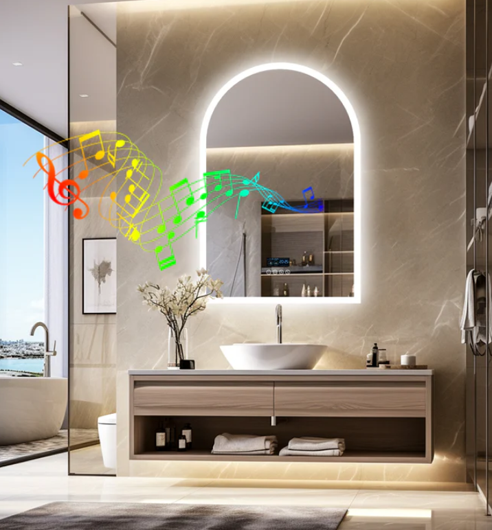 Interior Ave - 90 x 60cm Arched Frameless LED Bathroom Mirror – Bluetooth-Home &amp; Garden > Decor > Mirrors-PEROZ Accessories