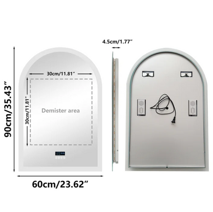 Interior Ave - 90 x 60cm Arched Frameless LED Bathroom Mirror – Bluetooth-Home &amp; Garden > Decor > Mirrors-PEROZ Accessories