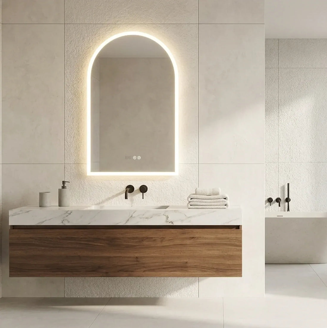 Interior Ave - 90 x 60cm Arched LED Bathroom Mirror-Home &amp; Garden > Decor > Mirrors-PEROZ Accessories