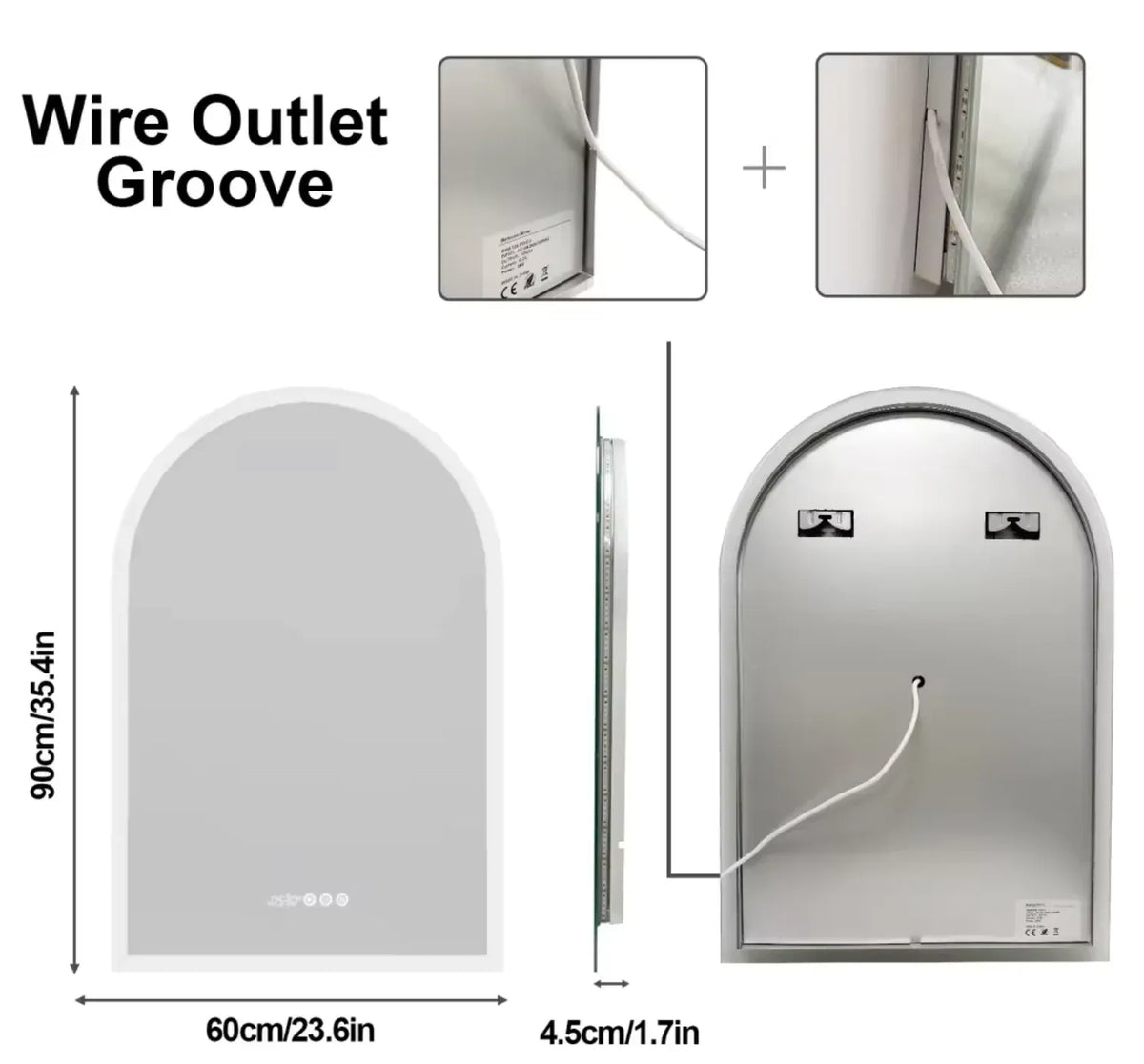 Interior Ave - 90 x 60cm Arched LED Bathroom Mirror-Home &amp; Garden > Decor > Mirrors-PEROZ Accessories