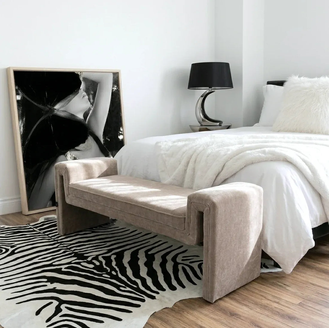 Interior Ave - Solace Textured Bench - Natural Taupe-Furniture > Living Room > Ottomans &amp; Footstools-PEROZ Accessories
