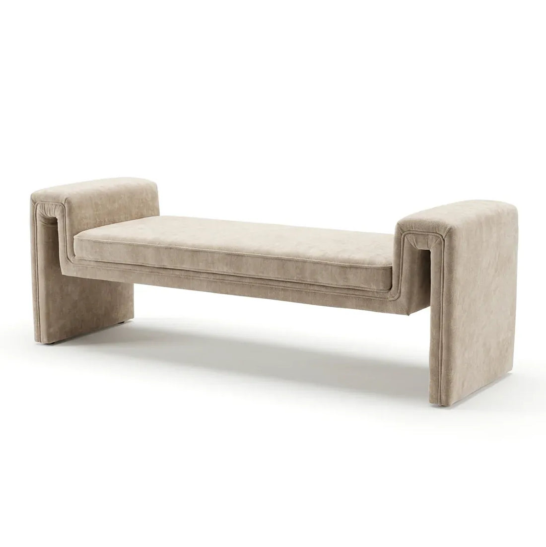 Interior Ave - Solace Textured Bench - Natural Taupe-Furniture > Living Room > Ottomans &amp; Footstools-PEROZ Accessories