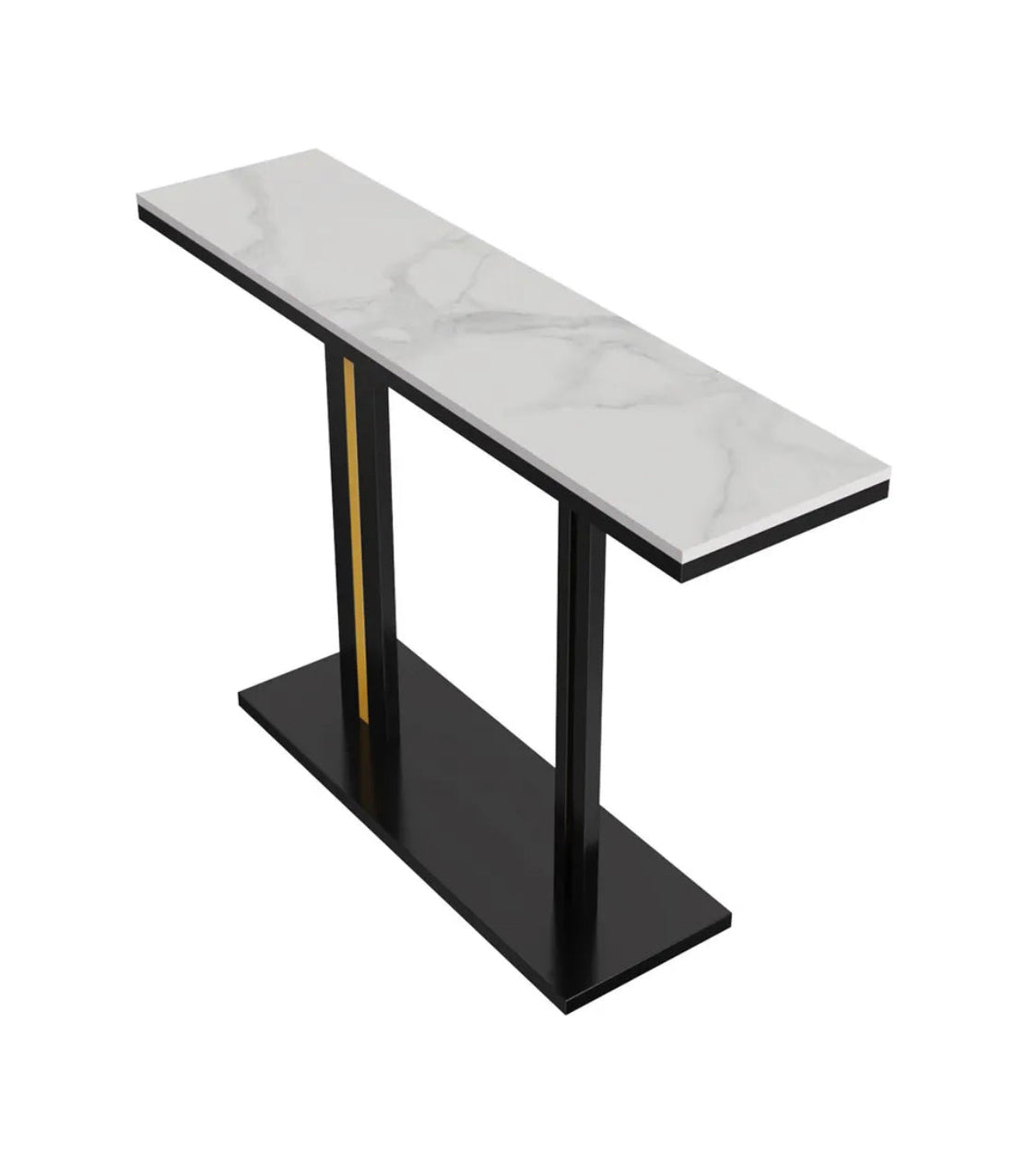 Interior Ave - Pandora Stone Marble Console - Marble &amp; Black-Furniture > Bathroom > Bathtubs-PEROZ Accessories