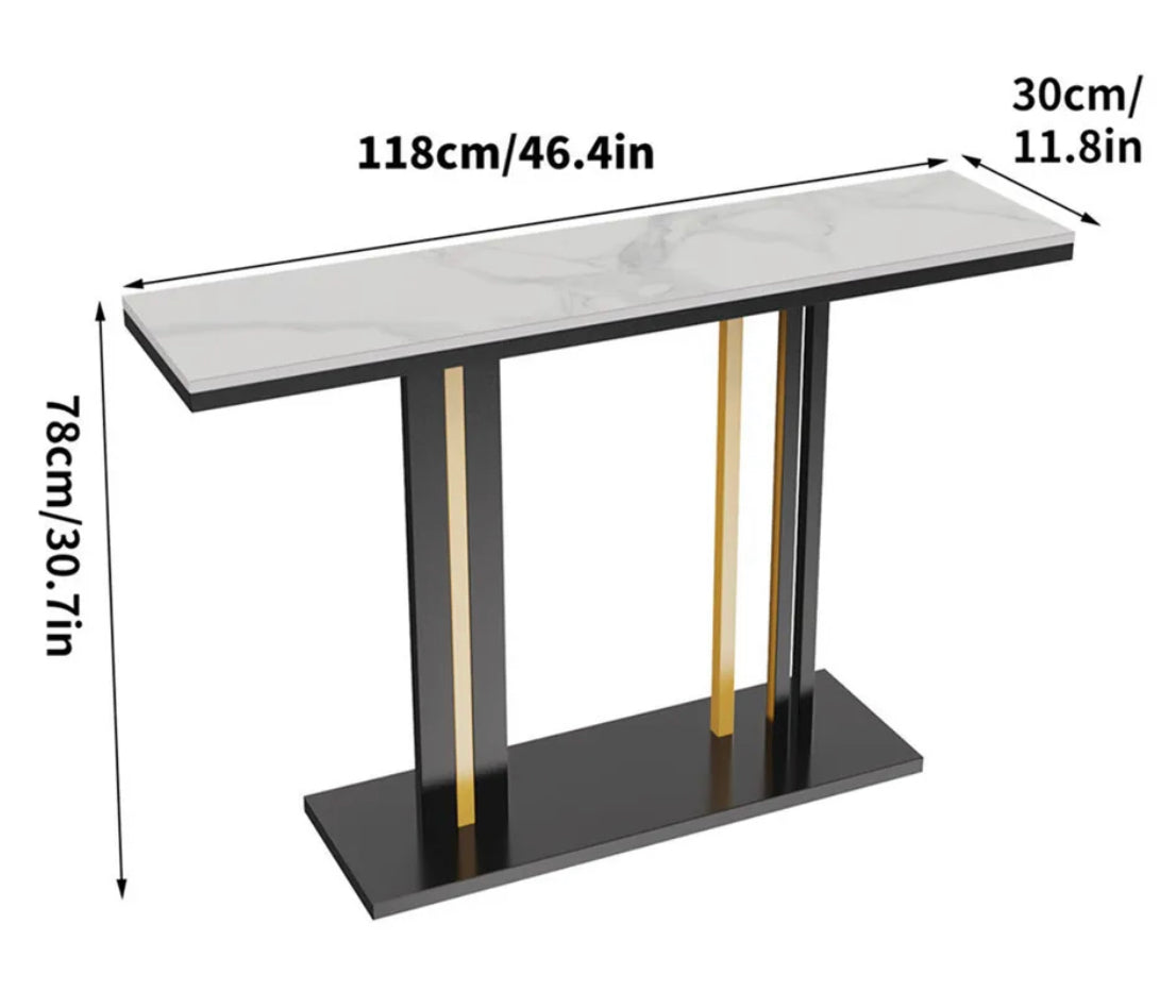 Interior Ave - Pandora Stone Marble Console - Marble &amp; Black-Furniture > Bathroom > Bathtubs-PEROZ Accessories