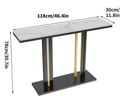 Interior Ave - Pandora Stone Marble Console - Marble &amp; Black-Furniture > Bathroom > Bathtubs-PEROZ Accessories