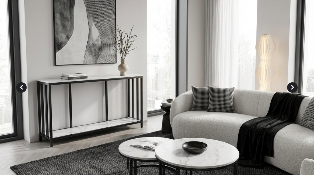 Interior Ave - Bronte Dual Layer Marble Stone Console - White Marble Stone-Furniture > Bathroom > Bathtubs-PEROZ Accessories