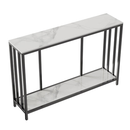 Interior Ave - Bronte Dual Layer Marble Stone Console - White Marble Stone-Furniture > Bathroom > Bathtubs-PEROZ Accessories