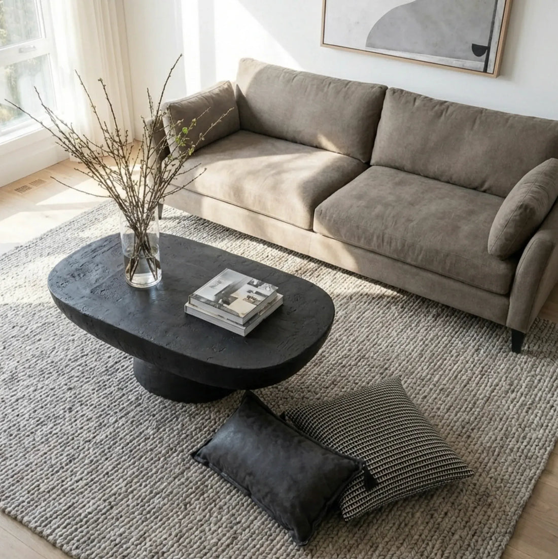 Interior Ave - Korra Sculptural Black Stone Coffee Table-Furniture > Living Room > Coffee Tables-PEROZ Accessories