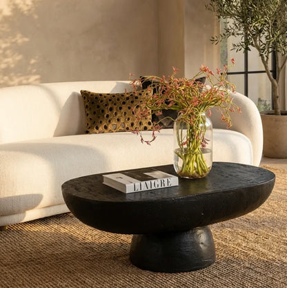 Interior Ave - Korra Sculptural Black Stone Coffee Table-Furniture > Living Room > Coffee Tables-PEROZ Accessories
