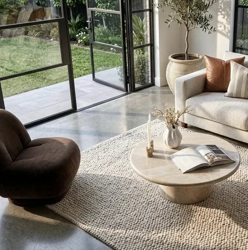 Interior Ave - Nobu Round Sculptural Stone Coffee Table - Natural Stone 100cm