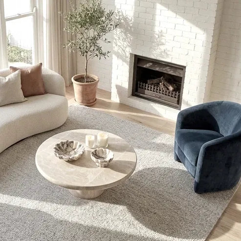 Interior Ave - Nobu Round Sculptural Stone Coffee Table - Natural Stone 100cm