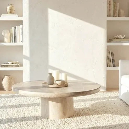 Interior Ave - Nobu Round Sculptural Stone Coffee Table - Natural Stone 70cm-Furniture > Living Room > Coffee Tables-PEROZ Accessories
