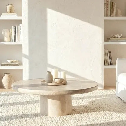 Interior Ave - Nobu Round Sculptural Stone Coffee Table - Natural Stone 70cm