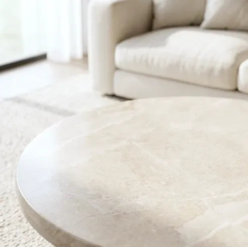 Interior Ave - Nobu Round Sculptural Stone Coffee Table - Natural Stone 70cm