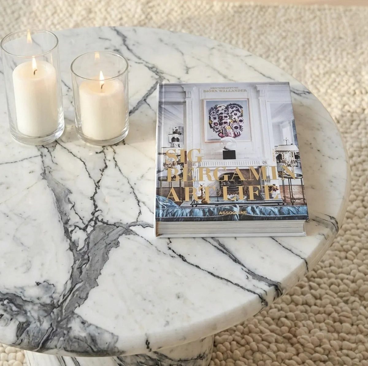 Interior Ave - Nobu Round Sculptural Stone Coffee Table - Panda Marble Finish-Furniture > Living Room > Coffee Tables-PEROZ Accessories