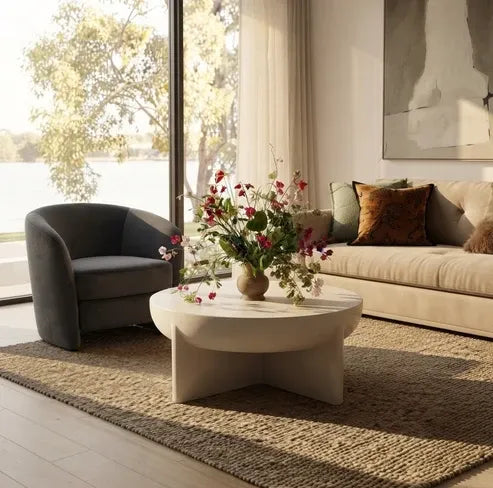 Interior Ave - Zelda Sculptural Stone Coffee Table - Sand Textured Finish-Furniture > Living Room > Coffee Tables-PEROZ Accessories